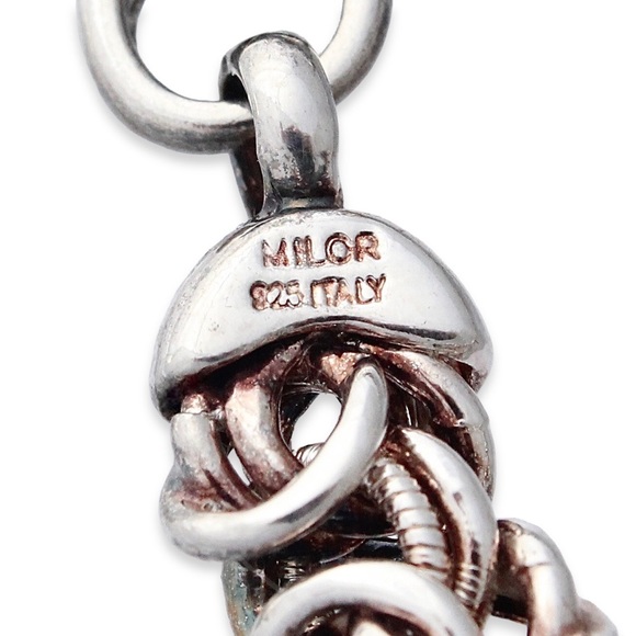 Milor Italy Sterling Silver Byzantine Chain Bracelet Wide Thick Link 925 Estate - Picture 5 of 5